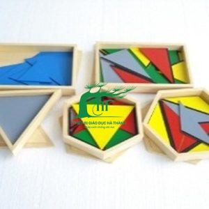 Xếp hình tam giác 5 hộp - Constructive Triangles, Constructive Blue Triangles (5boxes)(Beechwood+MDF) / HT7-6